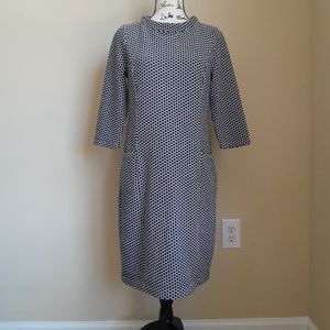Boden shift dress navy blue mock neck 3/4 sleeve women's 8L